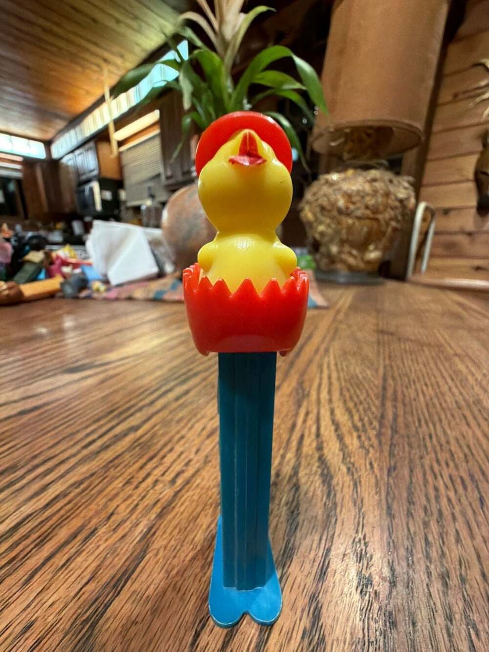 1994 Vintage Pez Easter Chick in Egg with Red Hat and Blue Stem